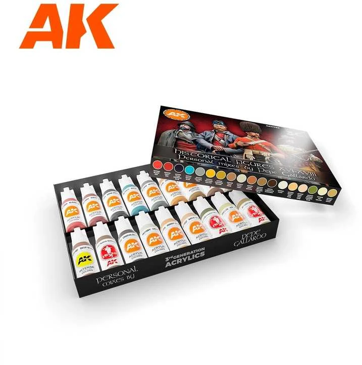AK Interactive Pepe Gallardo 3rd Gen akrilinių dažų rinkinys, 18 sp.