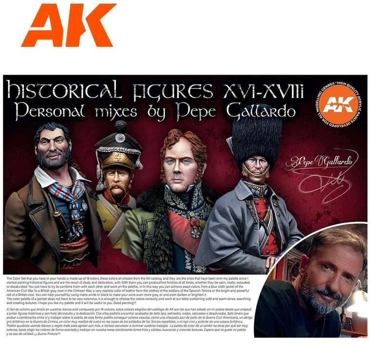 AK Interactive Pepe Gallardo 3rd Gen akrilinių dažų rinkinys, 18 sp.