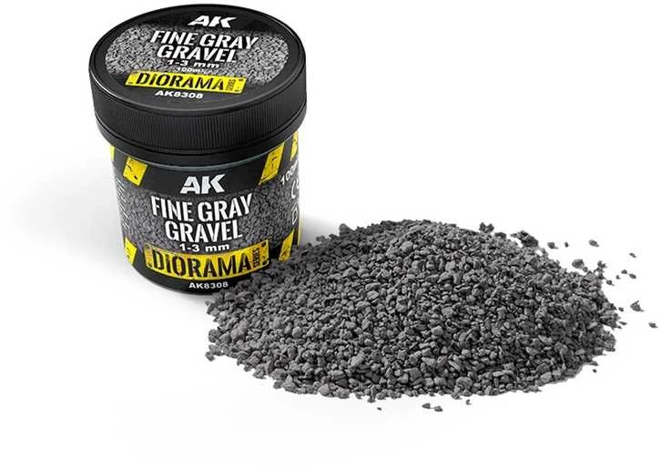 AK Interactive pilkas smulkus žvyras 1–3 mm dioramoms, 100 ml