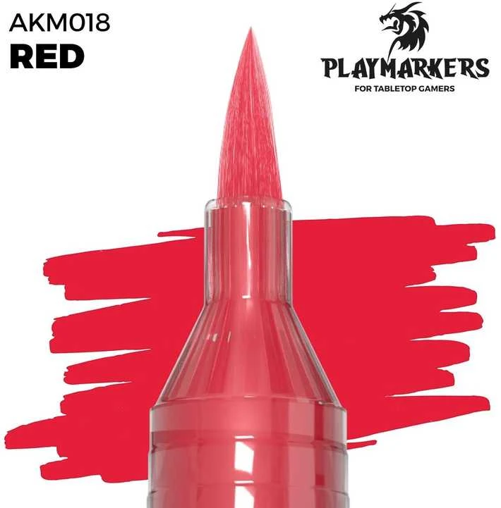 AK Interactive PLAYMARKER raudonas akrilinis dažų žymeklis, teptuko galiukas