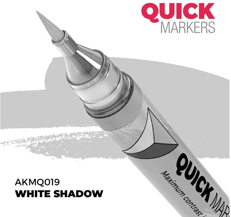 AK Interactive Quick Marker Baltas SHADOW miniatiūrų žymeklis