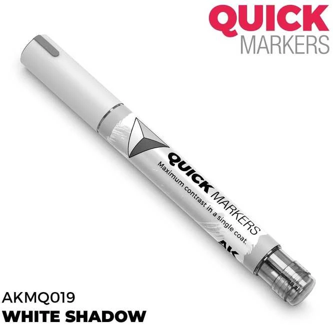 AK Interactive Quick Marker Baltas SHADOW miniatiūrų žymeklis