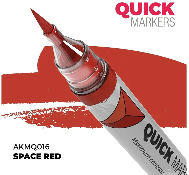 AK Interactive Quick Marker Space Raudona – kontrastinis miniatiūrų žymeklis 1 sluoksniu