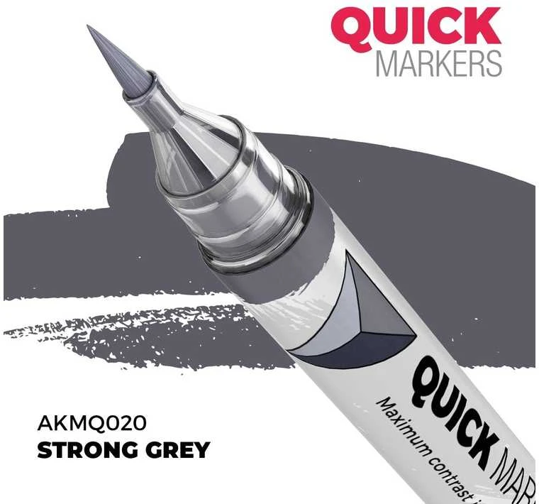 AK Interactive QUICK MARKER Strong Pilkas žymeklis miniatiūroms