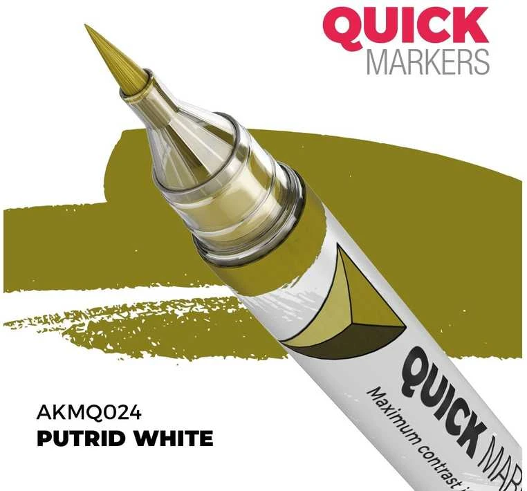 AK Interactive QUICK markeris Putrid Baltas miniatiūrų dažymui