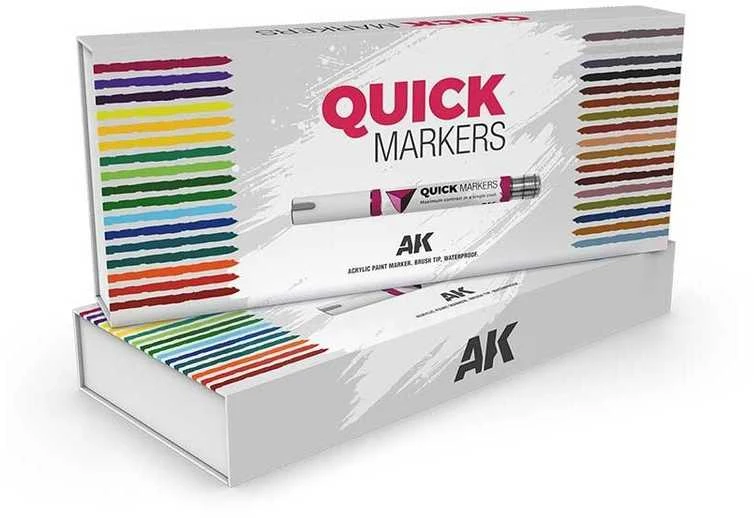 AK Interactive QUICK MARKERS žymekliai miniatiūroms, rinkinys 34 vnt