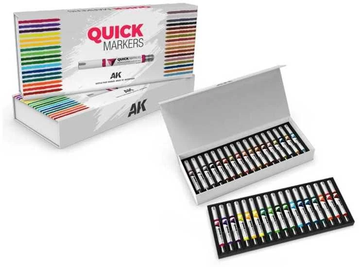 AK Interactive QUICK MARKERS žymekliai miniatiūroms, rinkinys 34 vnt