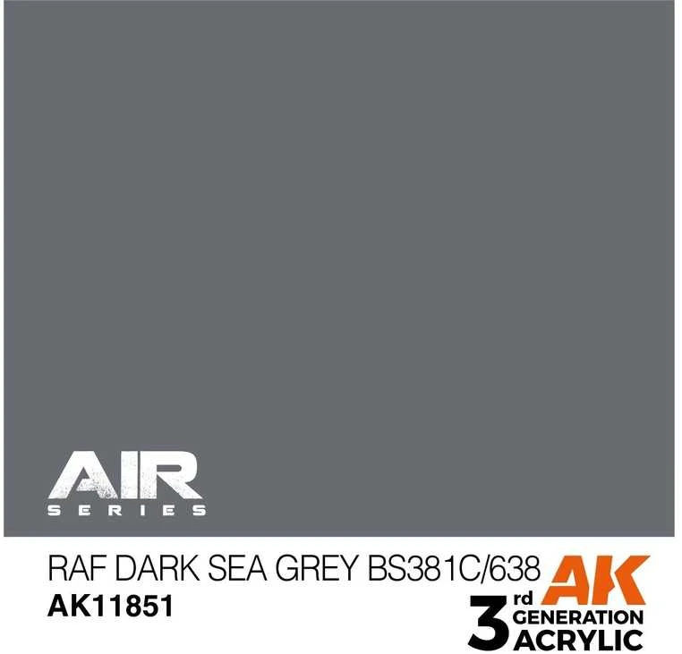 AK Interactive RAF Dark Sea Pilkas akriliniai dažai BS381C/638, 17 ml