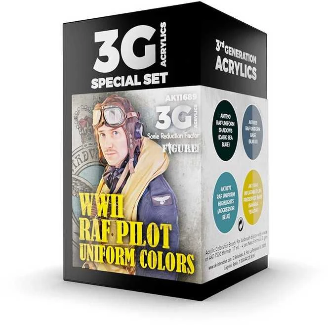 AK Interactive RAF pilotų uniformos dažai, 3rd Gen akrilinis rinkinys