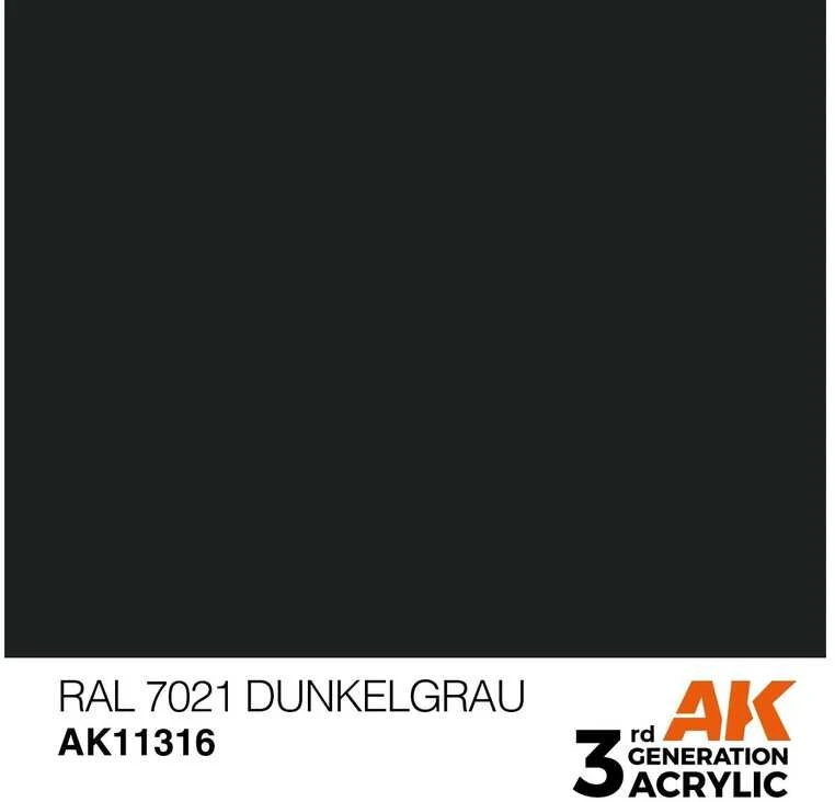 AK Interactive RAL 7021 Dunkelgrau akriliniai dažai karinei technikai 17ml