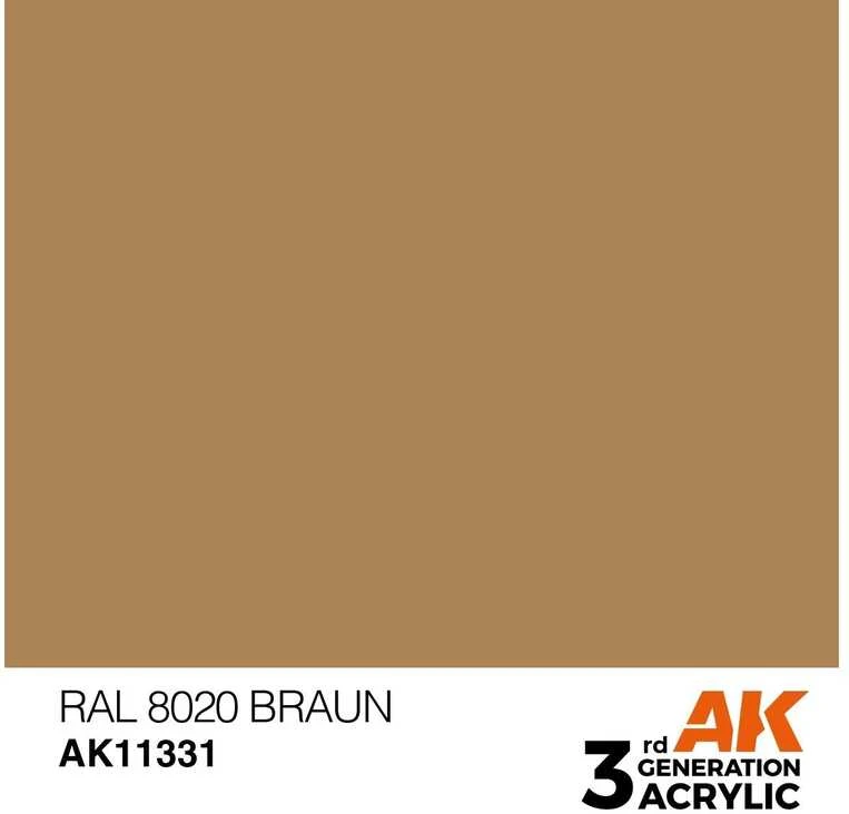 AK Interactive RAL 8020 Braun akriliniai dažai karinei technikai 17ml