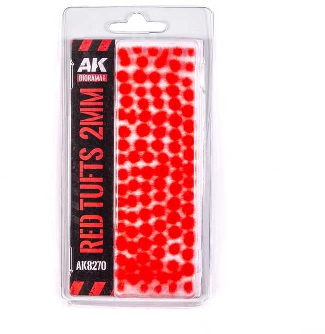 AK Interactive raudoni žolės kuokšteliai 2mm fantastinėms dioramoms