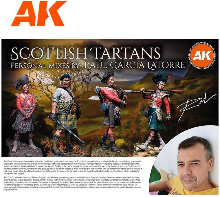 AK Interactive Raul Garcia Latorre škotiškų tartanų akrilinių dažų rinkinys