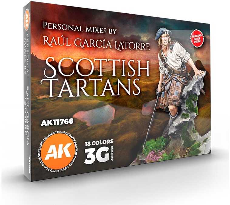 AK Interactive Raul Garcia Latorre škotiškų tartanų akrilinių dažų rinkinys