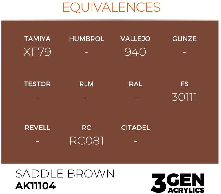 AK Interactive Saddle Brown 3rd Gen akriliniai dažai 17 ml AK11104
