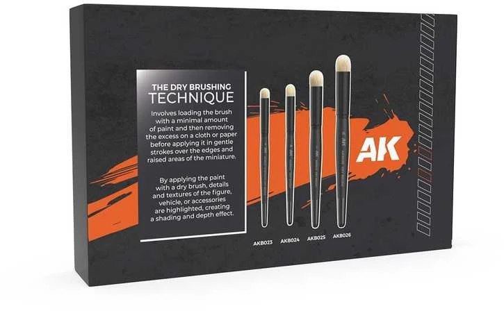 AK Interactive sausų teptukų rinkinys S-XL maketavimui