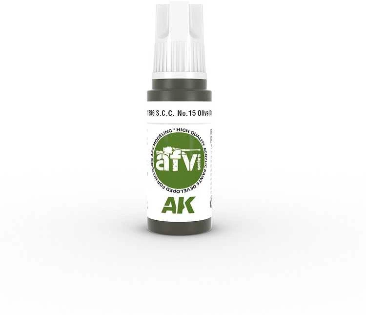 AK Interactive S.C.C. No.15 Olive Drab AFV akriliniai dažai 17 ml