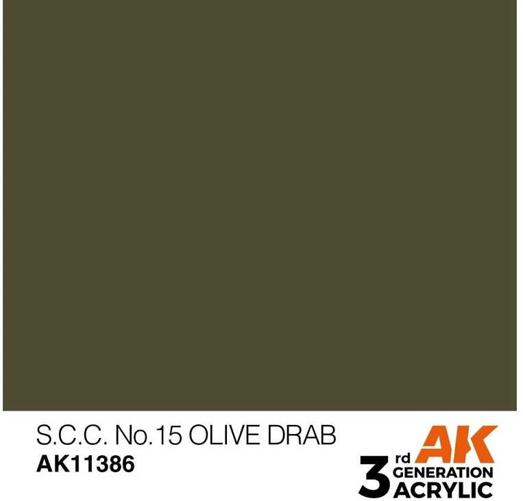 AK Interactive S.C.C. No.15 Olive Drab AFV akriliniai dažai 17 ml