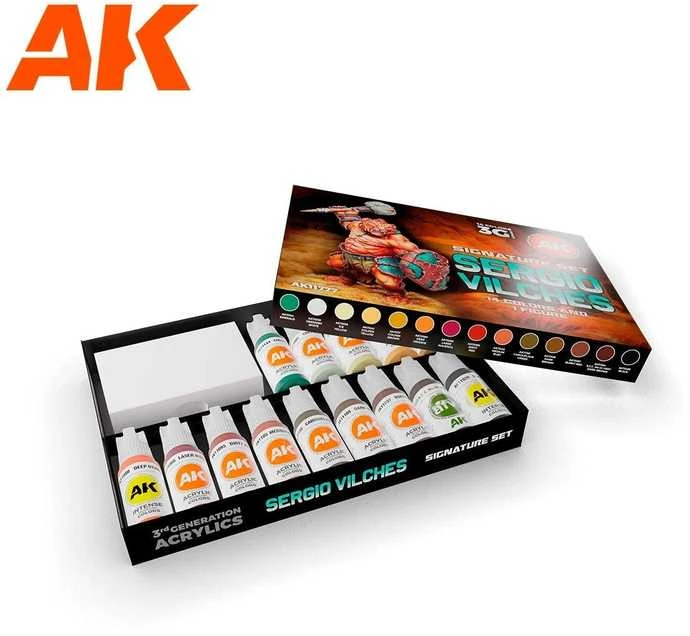 AK Interactive Sergio Vilches 3Gen akriliniai dažai 14vnt + figūrėlė