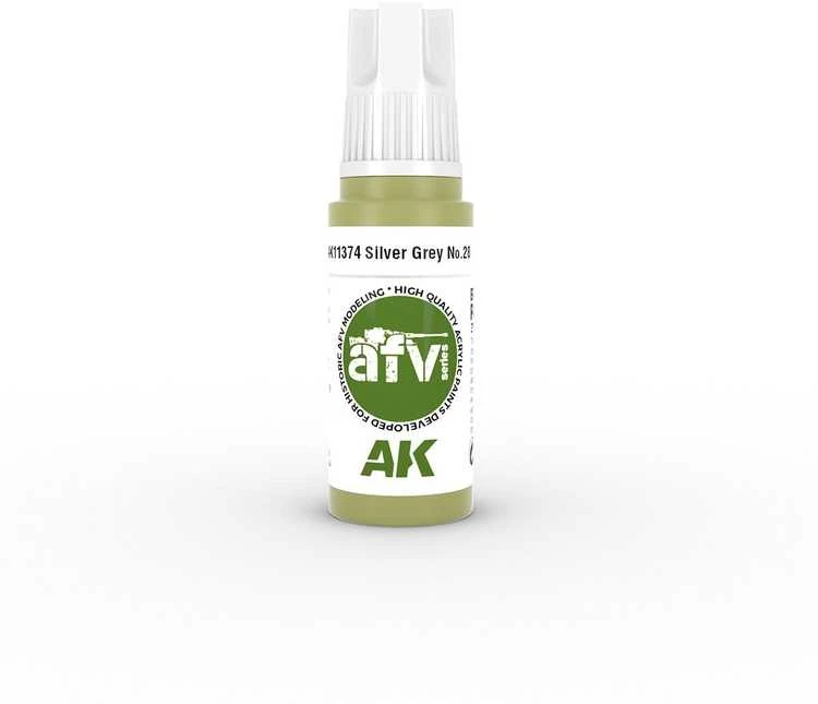 AK Interactive Sidabrinis Pilkas 28 AFV akriliniai dažai karinei technikai, 17 ml