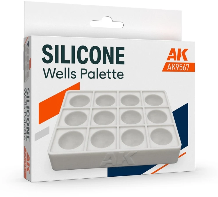 Ak Interactive Silikoninė dažų paletė su 12 įdubų – lanksti ir lengvai valoma