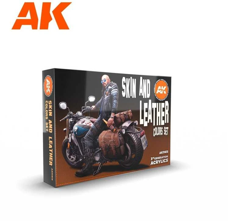 AK Interactive Skin & Leather akrilinių dažų rinkinys, 6 spalvos