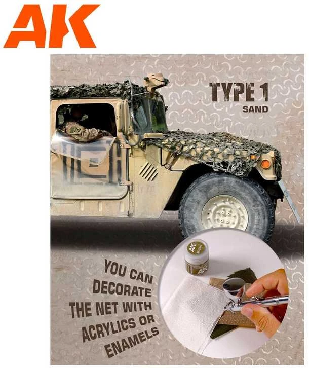 AK Interactive smėlio kamufliažinis tinklas 1/35, TYPE 1 AK8060