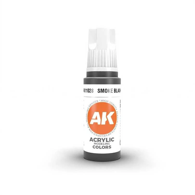 AK Interactive Smoke Juodas akriliniai dažai 17ml, 3-ios kartos