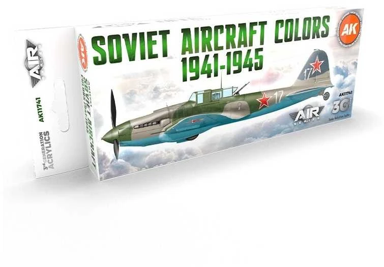 AK Interactive sovietinių lėktuvų dažai 1941–1945, akrilų rinkinys
