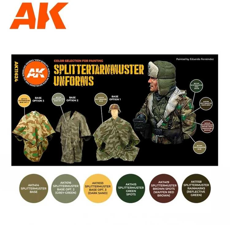 AK Interactive Splittertarnmuster uniformų 3Gen akrilinių dažų rinkinys