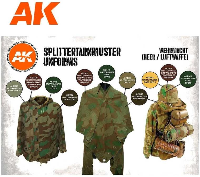 AK Interactive Splittertarnmuster uniformų 3Gen akrilinių dažų rinkinys