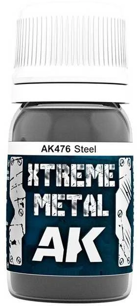 AK Interactive STEEL Xtreme Metal emaliniai dažai 30 ml AK476