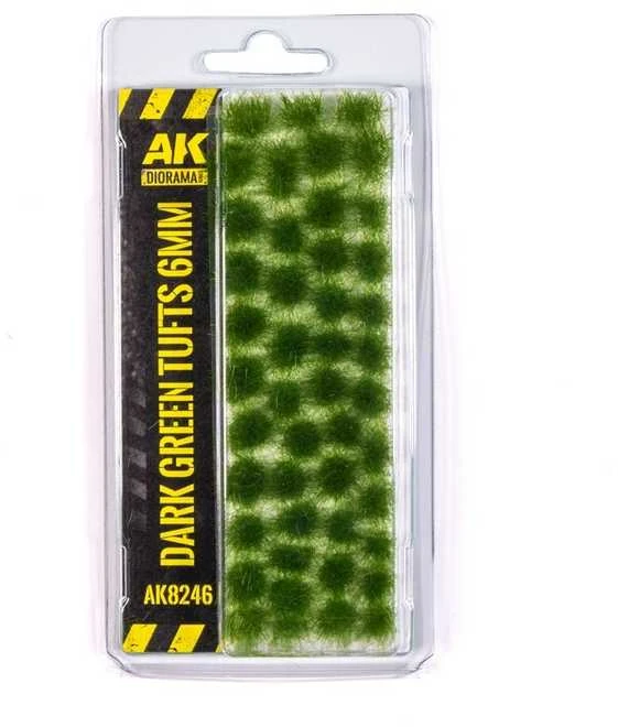 AK Interactive tamsiai žali žolės kuokšteliai 6mm dioramoms AK8246