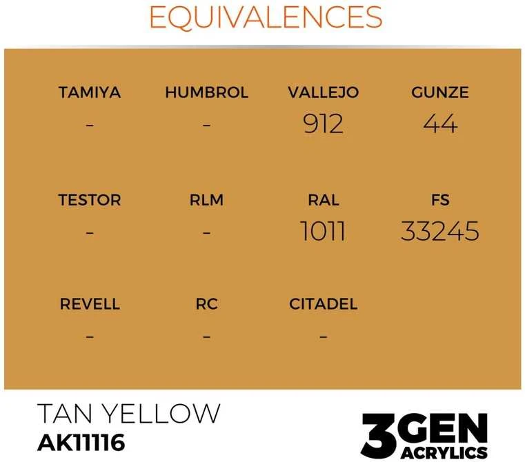 AK Interactive Tan Geltona 3rd Gen akriliniai dažai, 17 ml
