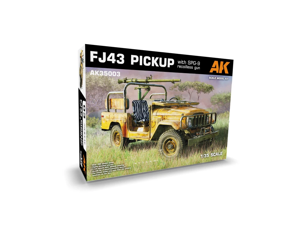 Ak Interactive Toyota Land Cruiser FJ43 pikapas su SPG-9 pabūklu, modelis 1/35 AK35003