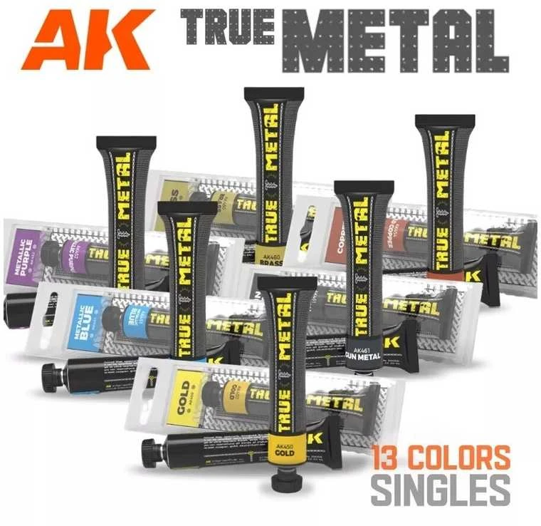 AK Interactive True Metal Gold vaško metaliniai dažai modeliavimui