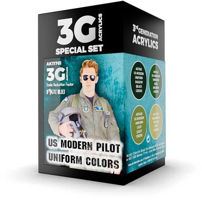 AK Interactive US pilotų uniformų akrilinių dažų rinkinys 3rd Gen