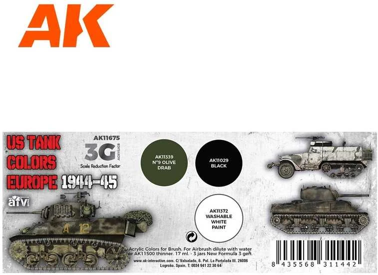 AK Interactive US tankų spalvos Europa 1944-45 akrilinių dažų rinkinys