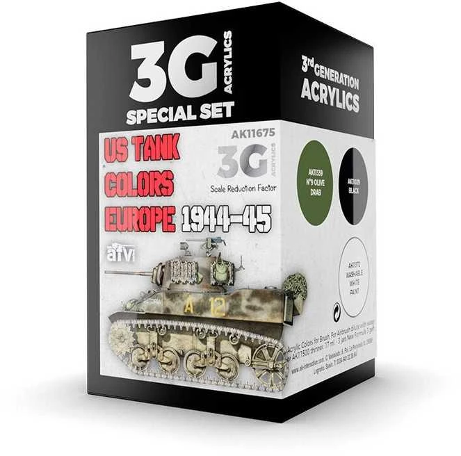 AK Interactive US tankų spalvos Europa 1944-45 akrilinių dažų rinkinys
