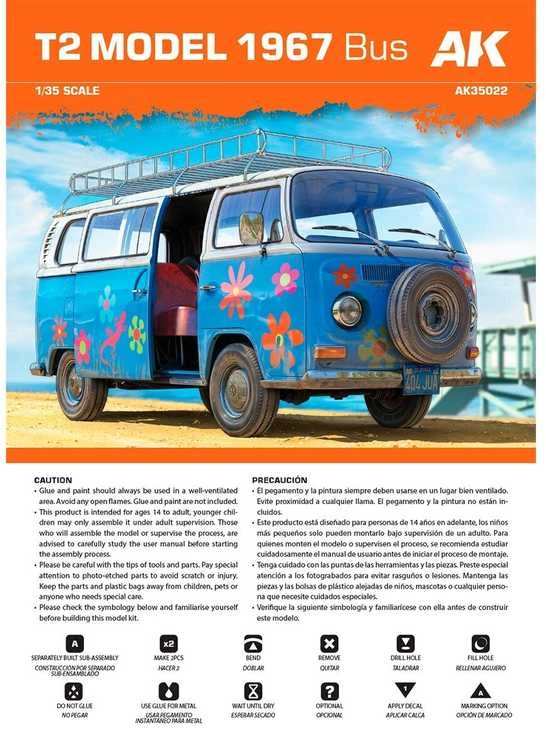 AK Interactive Volkswagen T2 1967 mikroautobusas 1/35 modelis