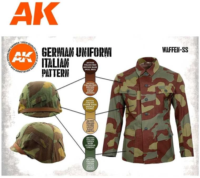 AK Interactive Waffen SS Italų Maskuojamos Uniformos Dažų Rinkinys 3Gen