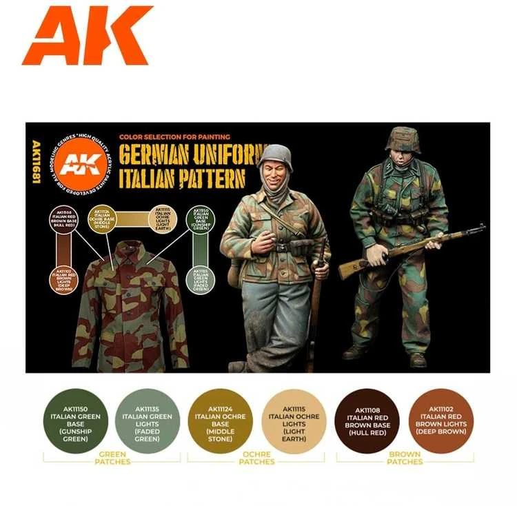AK Interactive Waffen SS Italų Maskuojamos Uniformos Dažų Rinkinys 3Gen