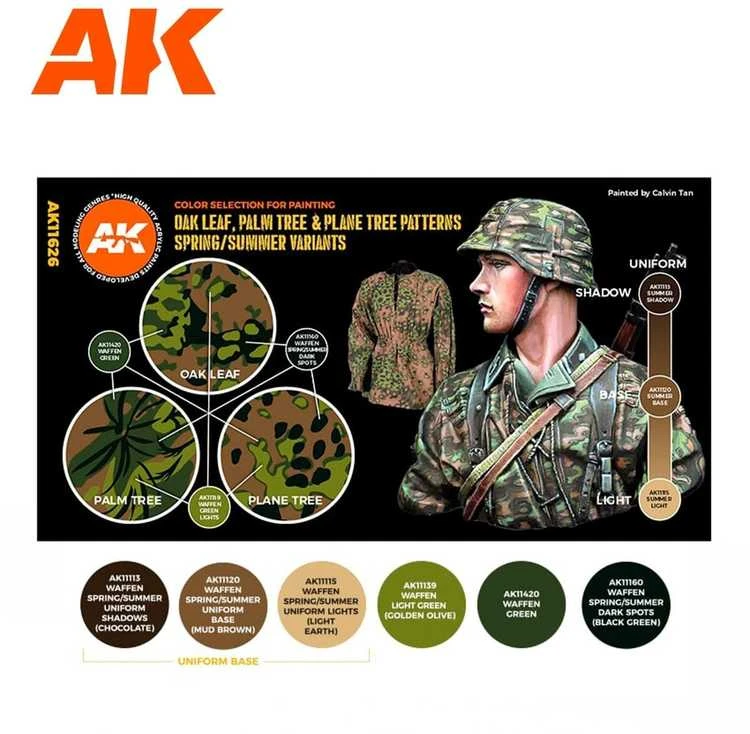AK Interactive Waffen-SS pavasario/vasaros kamufliažo dažų rinkinys 3Gen