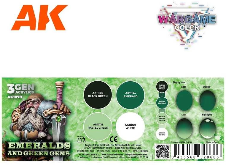AK Interactive Wargame akriliniai dažai „Emeralds & Žalias Gems“ 4 vnt.