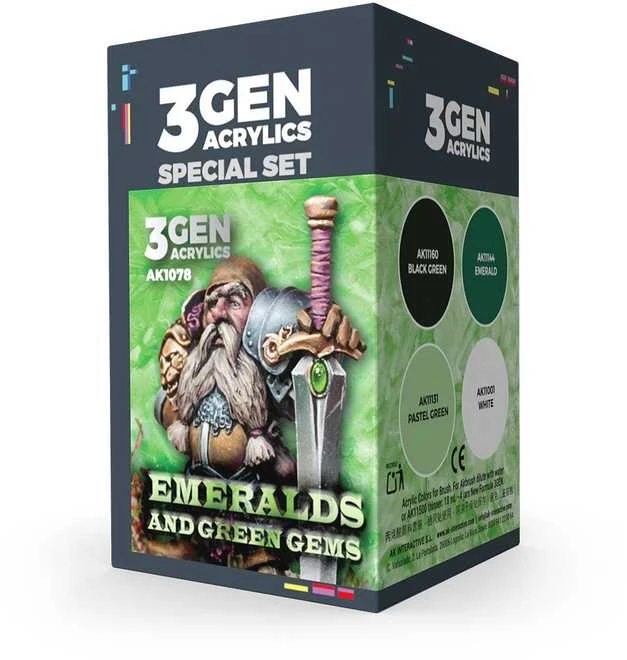 AK Interactive Wargame akriliniai dažai „Emeralds & Žalias Gems“ 4 vnt.