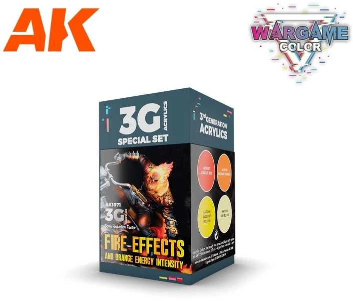 AK Interactive Wargame akrilinių dažų rinkinys ugnies efektams 3Gen