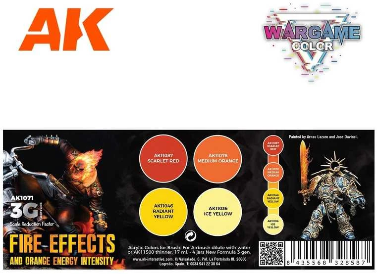 AK Interactive Wargame akrilinių dažų rinkinys ugnies efektams 3Gen