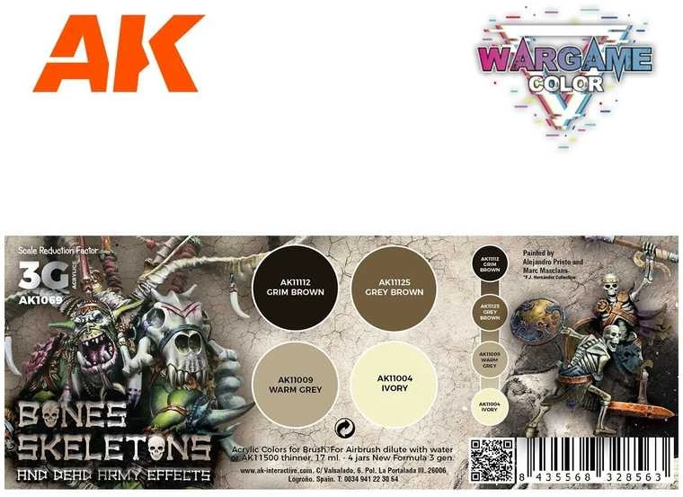 AK Interactive Wargame kaulų ir skeletų akrilinių dažų rinkinys 3Gen