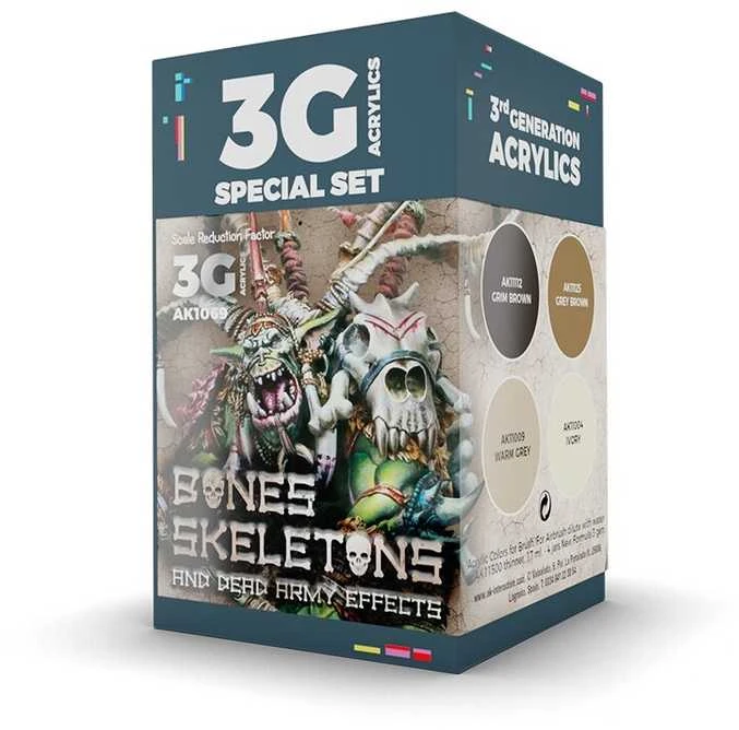 AK Interactive Wargame kaulų ir skeletų akrilinių dažų rinkinys 3Gen