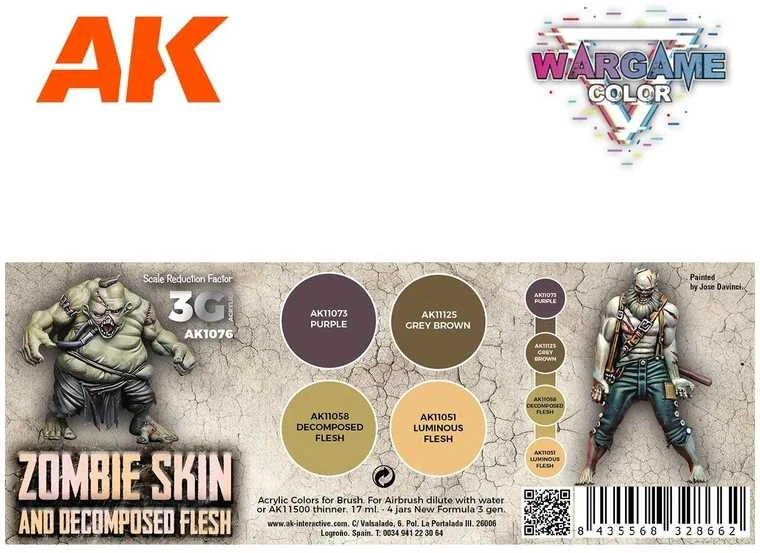 AK Interactive Wargame Zombie odos akrilinių dažų rinkinys 3Gen